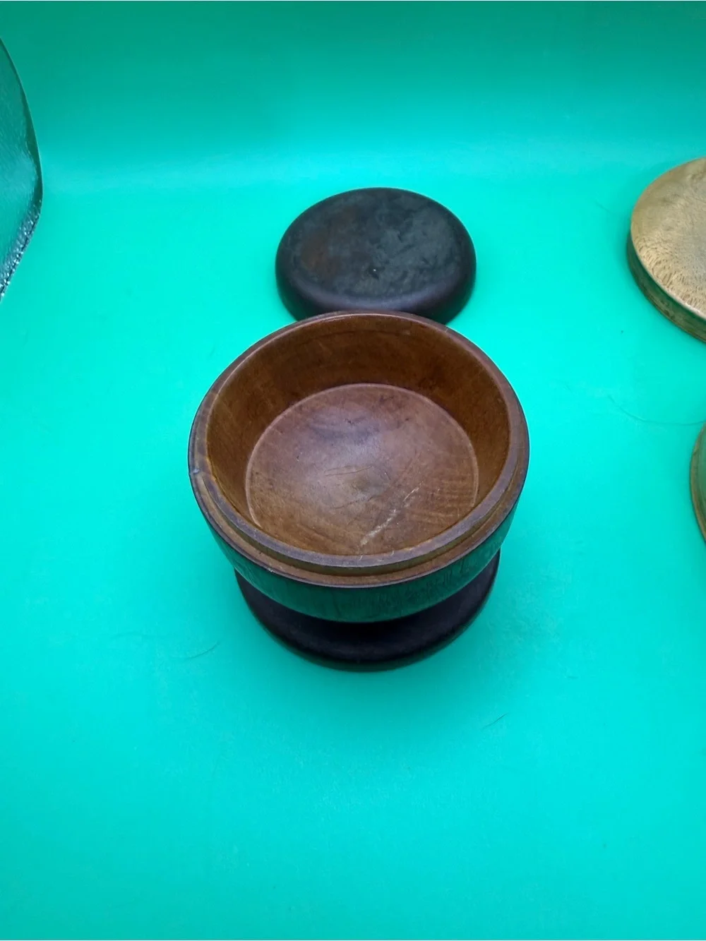 Handcrafted Round Wooden Box - Brown